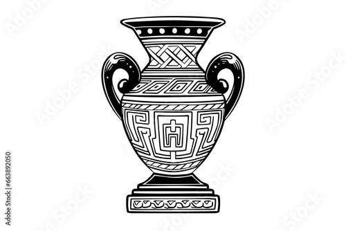 Set of ancient vase hand drawn ink sketch. Engraved style vector illustration