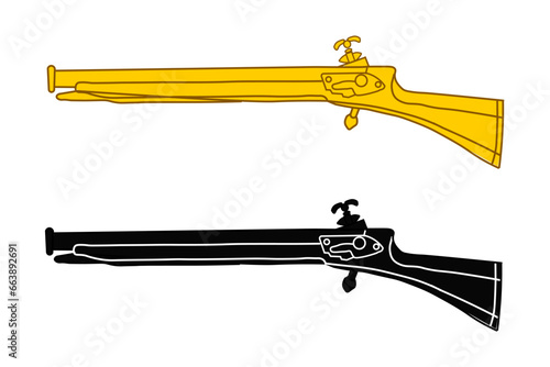 Fintlock gun icon. Musket vector ilustration.