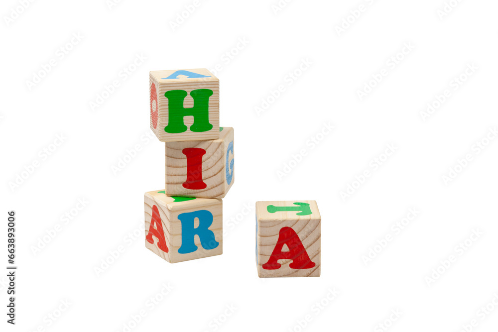 Children's wooden cubes with blue, red and green letters in the shape of a tower stand one on top of the other and lie side by side. PNG. For text. High quality photo. Children's wooden cubes with blue, red and green letters in the shape of a tower stand one on top of the other and lie side by side. PNG. For text. High quality photo.