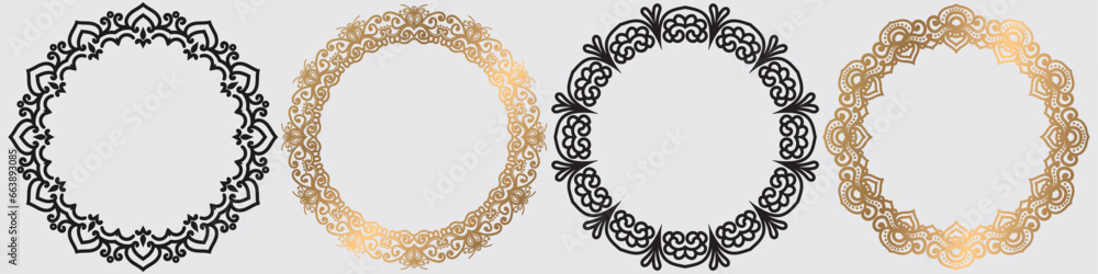 golden color art circle set symbol.