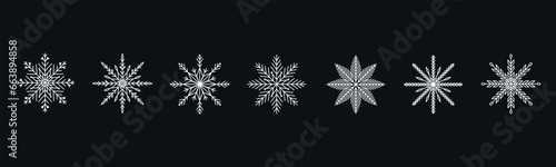 Snowflake set on isolated background. Isolated snowflake collection. Frost background. Christmas icon. Vector illustration