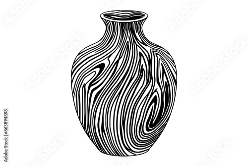 Set of ancient vase hand drawn ink sketch. Engraved style vector illustration