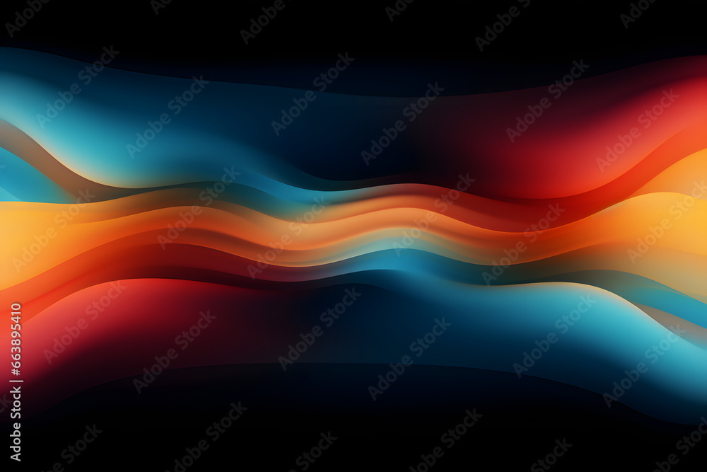 Vibrant rainbow, orange blue teal white psychedelic grainy gradient color flow wave on black background, music cover dance party poster designRetro Colors from the 1970s 1980s, 70s, 80s, 90s style - obrazy, fototapety, plakaty 