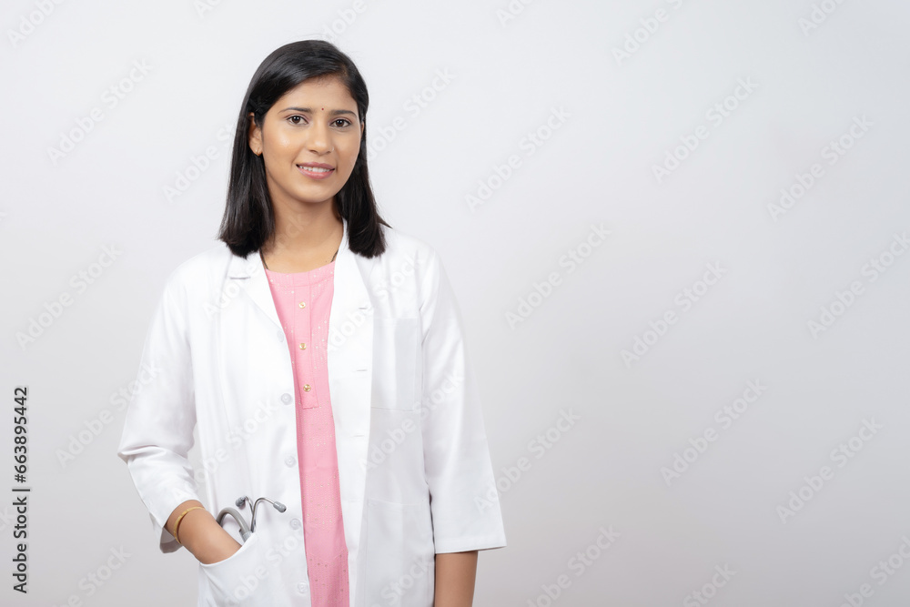 Portrait of the young Indian female Doctor. Female medical practitioner. Portrait of the young Indian female Doctor. Female medical practitioner.
