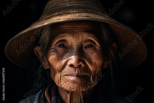 Retrato de una mujer anciana de Asia. photo