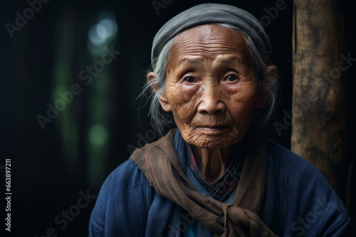 Retrato de una mujer anciana de Asia. photo