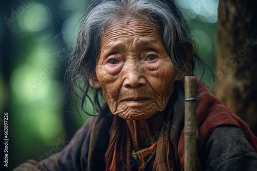 Retrato de una mujer anciana de Asia. photo