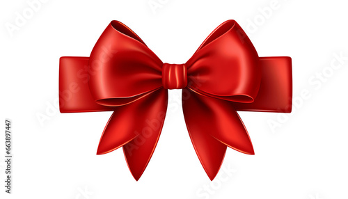 Red celebration ribbon on transparent background, holiday, birthday, festive