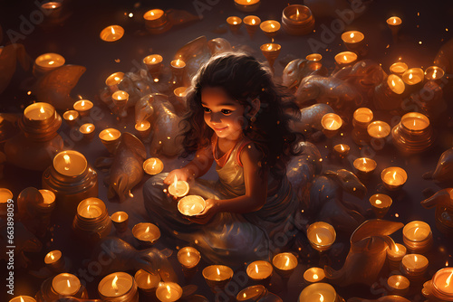 Diwali girl with candles
