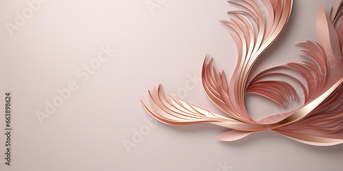 3d render, abstract background with floral elements, pink and golden colors