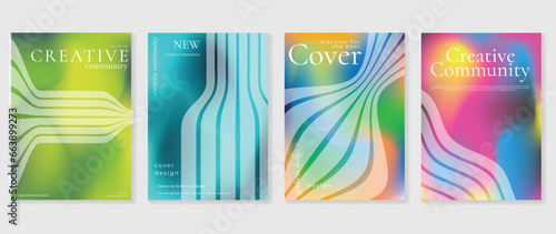 Fluid gradient background vector. Cute and minimal style posters with colorful, geometric shapes, liquid color. Modern wallpaper design for social media, idol poster, banner, flyer. 