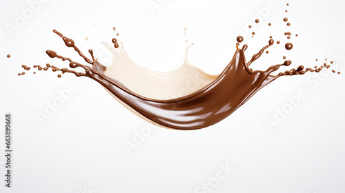 chocolate milk wave splash with splatters and drops. generative ai