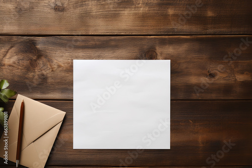 A blank letteron a wooden table photo