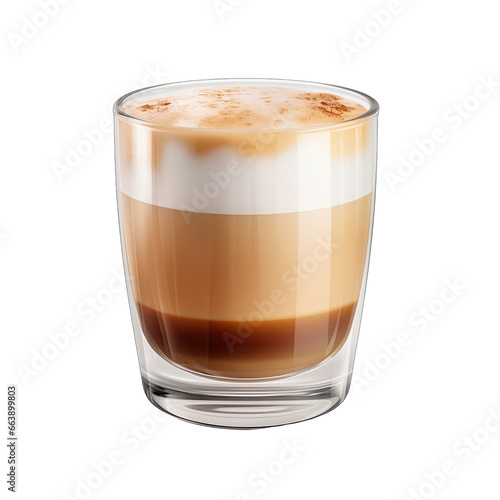 Macchiato in a Small Glass with a Dash of Milk Foam isolated on a white or transparent background