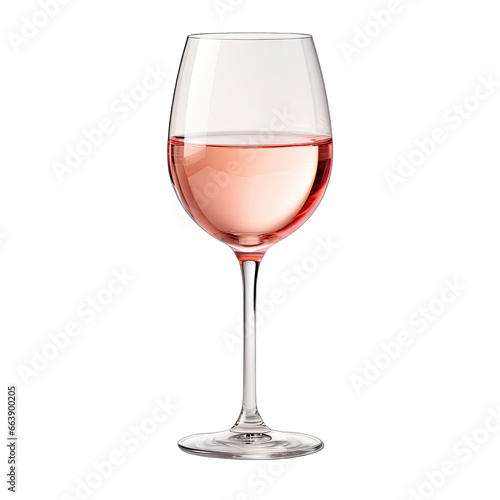 A glass of rosé whine isolated on a white or transparent background