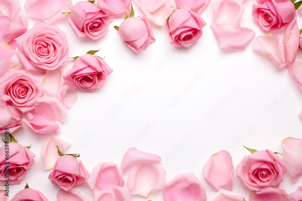 Pink Roses Flowers Isolated on White Background