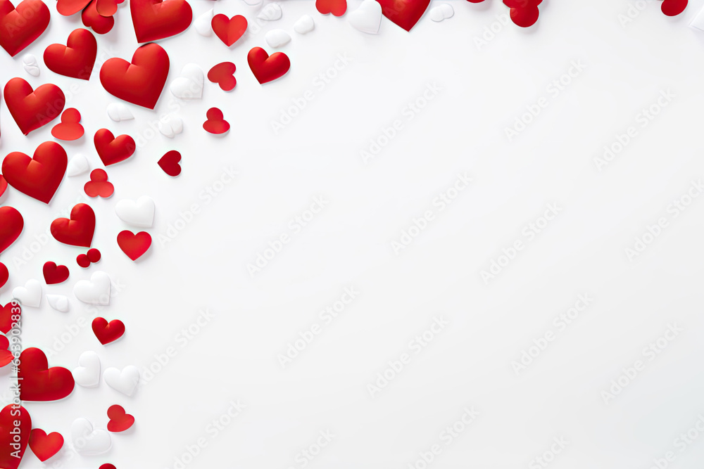 Valentines day background with red hearts background.