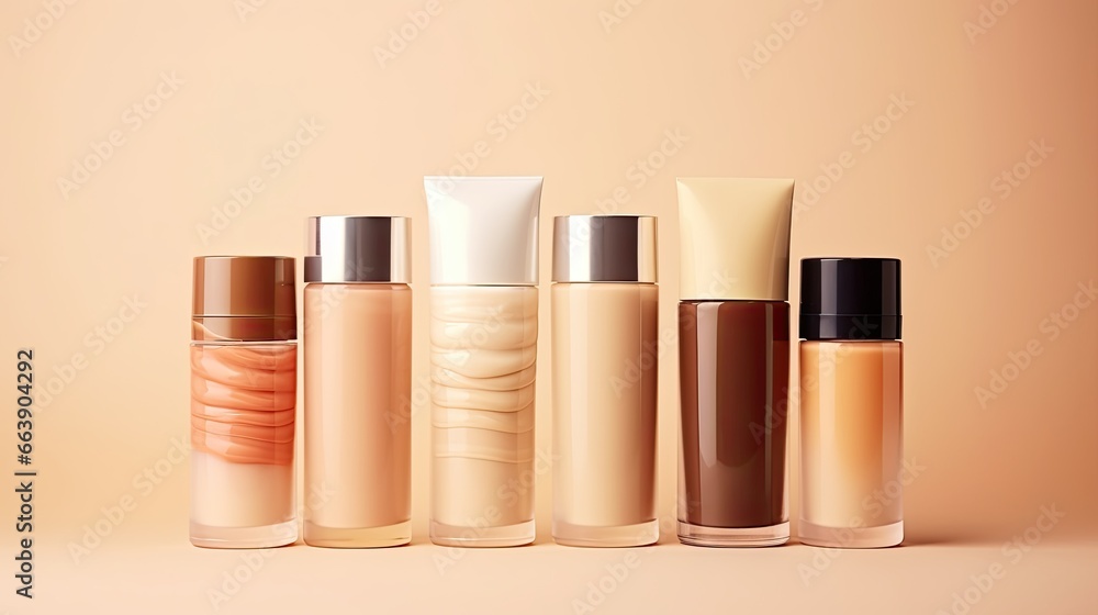 cosmetic smears of creamy texture on a beige background. Face care, Facial treatment, Cosmetology, beauty and spa concept cosmetic smears of creamy texture on a beige background. Face care, Facial treatment, Cosmetology, beauty and spa concept