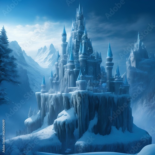 Fantasy frozen castle generative AI © Ahmedzaki