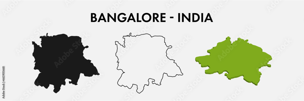 Bangalore India city map set vector illustration design isolated on white background. Concept of travel and geography.