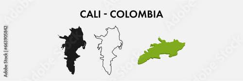 Cali Colombia city map set vector illustration design isolated on white background. Concept of travel and geography.