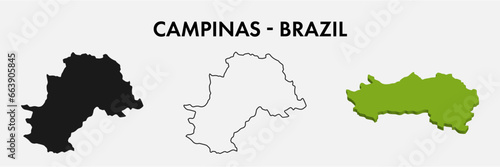 Campinas brazil city map set vector illustration design isolated on white background. Concept of travel and geography.