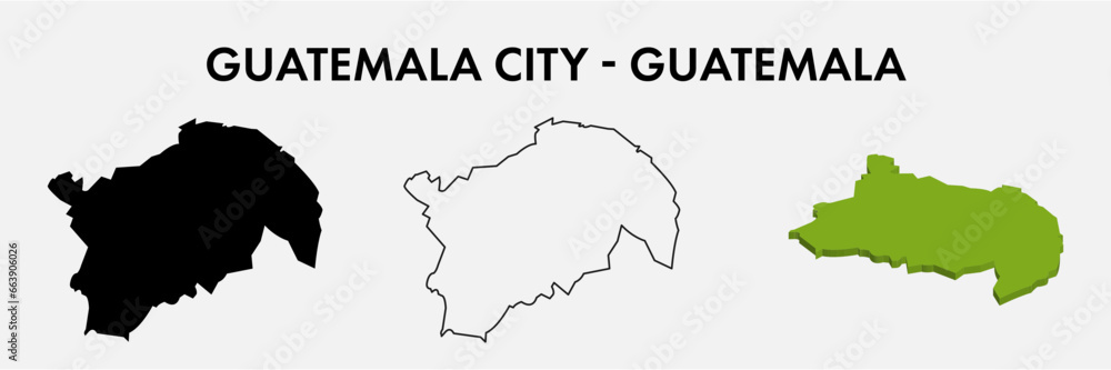 Guatemala City map set vector illustration design isolated on white background. Concept of travel and geography.