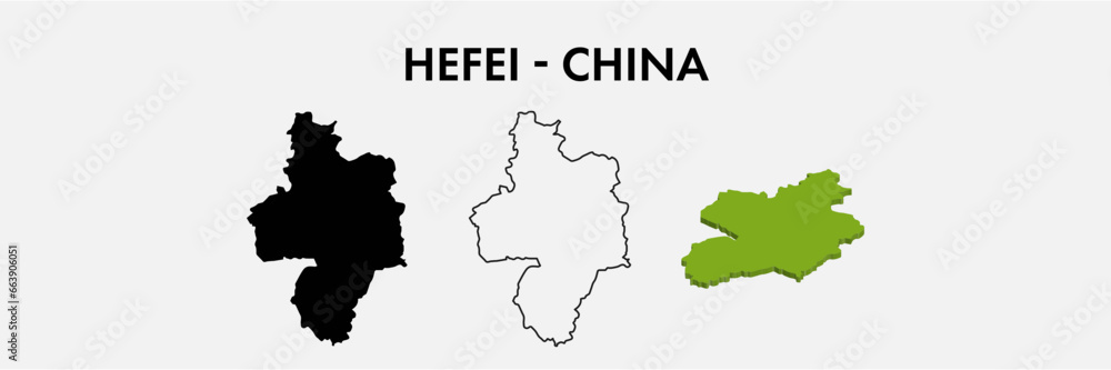 Hefei china city map set vector illustration design isolated on white background. Concept of travel and geography. Hefei china city map set vector illustration design isolated on white background. Concept of travel and geography.