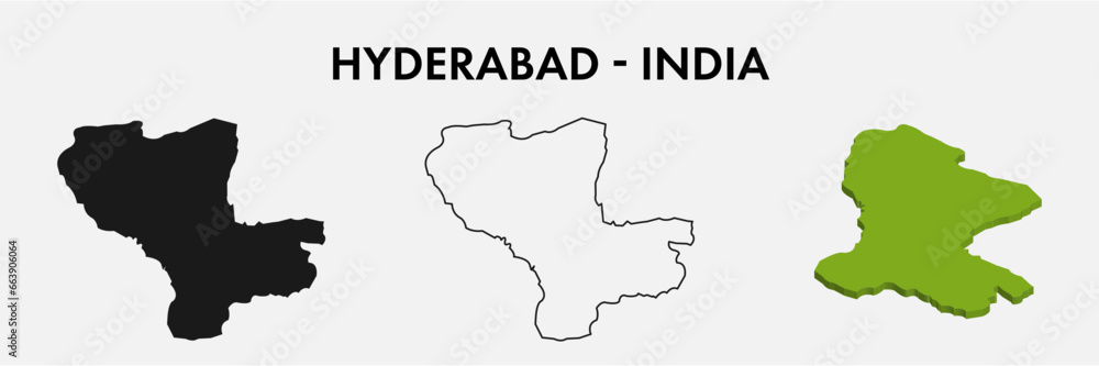 Hyderabad india city map set vector illustration design isolated on white background. Concept of travel and geography.