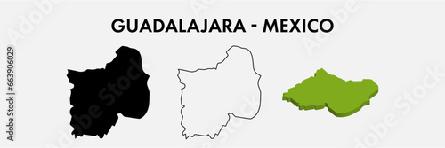 Guadalajara Mexico city map set vector illustration design isolated on white background. Concept of travel and geography.