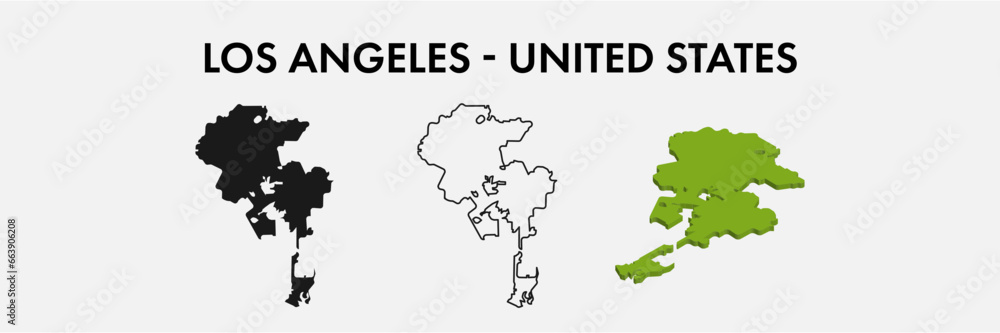 Los Angeles United States city map set vector illustration design isolated on white background. Concept of travel and geography.