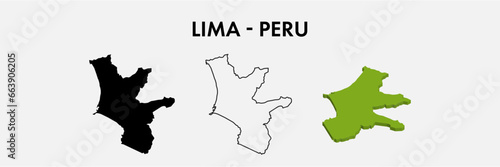 Lima Peru city map set vector illustration design isolated on white background. Concept of travel and geography.