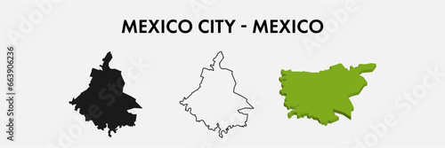 Mexico City map set vector illustration design isolated on white background. Concept of travel and geography.