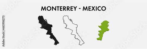 Monterrey mexico city map set vector illustration design isolated on white background. Concept of travel and geography.