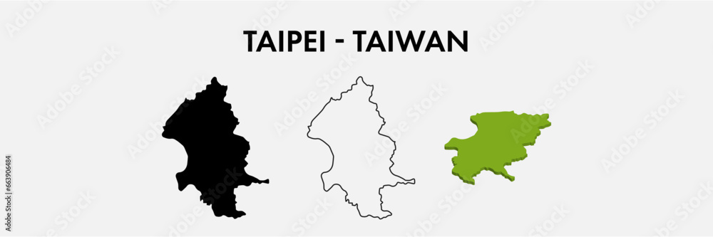 Taipei Taiwan city map set vector illustration design isolated on white background. Concept of travel and geography.