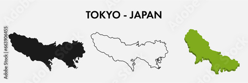 Tokyo Japan city map set vector illustration design isolated on white background. Concept of travel and geography.