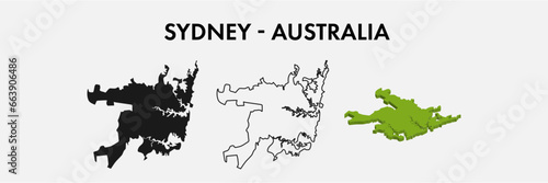 Sydney Australia city map set vector illustration design isolated on white background. Concept of travel and geography.