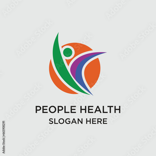 Healty logo design simple concept Premium Vector