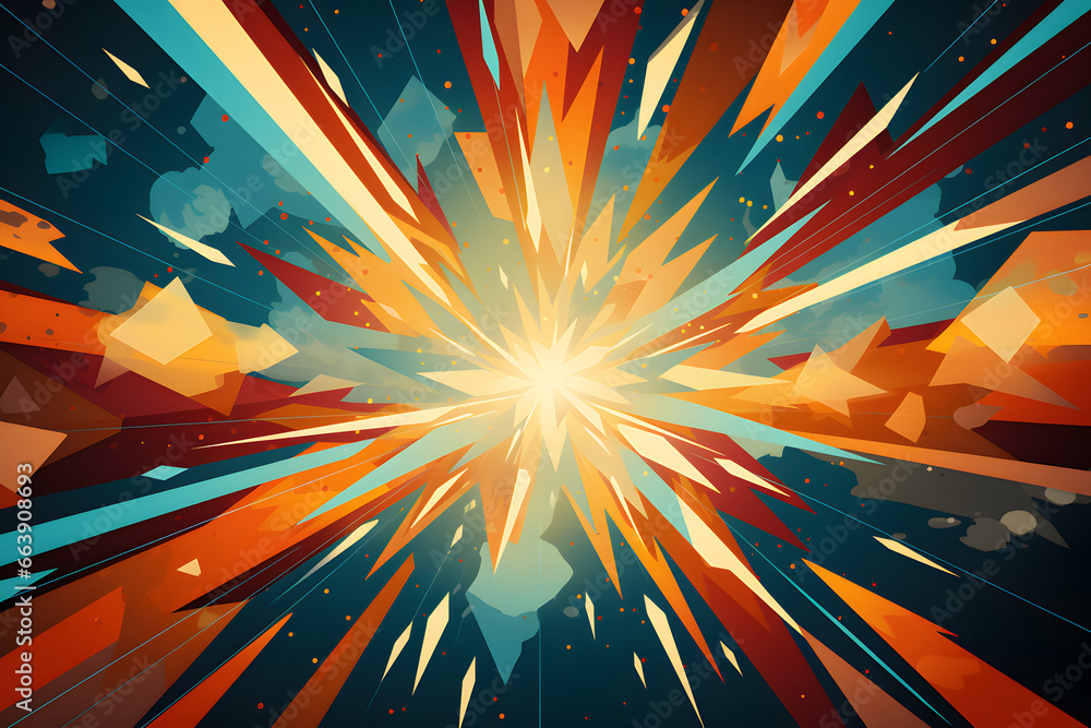 80s Exploding Poster Blast zap lightning bolt explosion excitement abstract background ...