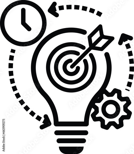 process innovation icon time target vector lightbulb illustration