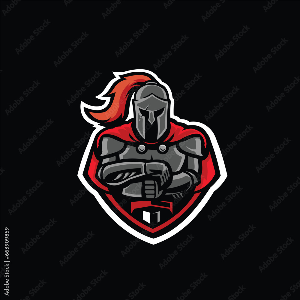 The Knight Warrior Holding Sword in Badge Emblem Style Vector Logo Isolated. Best for Esport and Fitness Related Industry The Knight Warrior Holding Sword in Badge Emblem Style Vector Logo Isolated. Best for Esport and Fitness Related Industry
