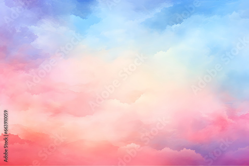 Abstract sunset sky background, hand painted watercolor texture, vector illustration   #663910059