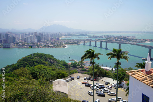 Aerial View of Vitoria City with Terceira Ponte Bridge, Espirito Santo, Brazil photo