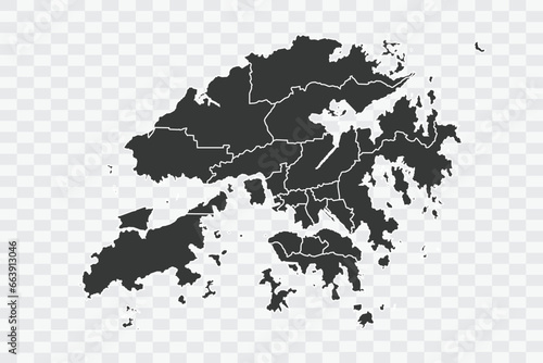 Hong Kong Map Shadow Color on White Background quality files Png