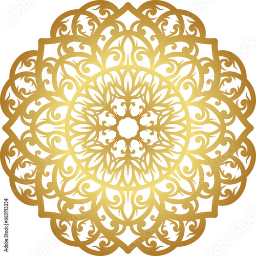 Mandala with gold color gradations