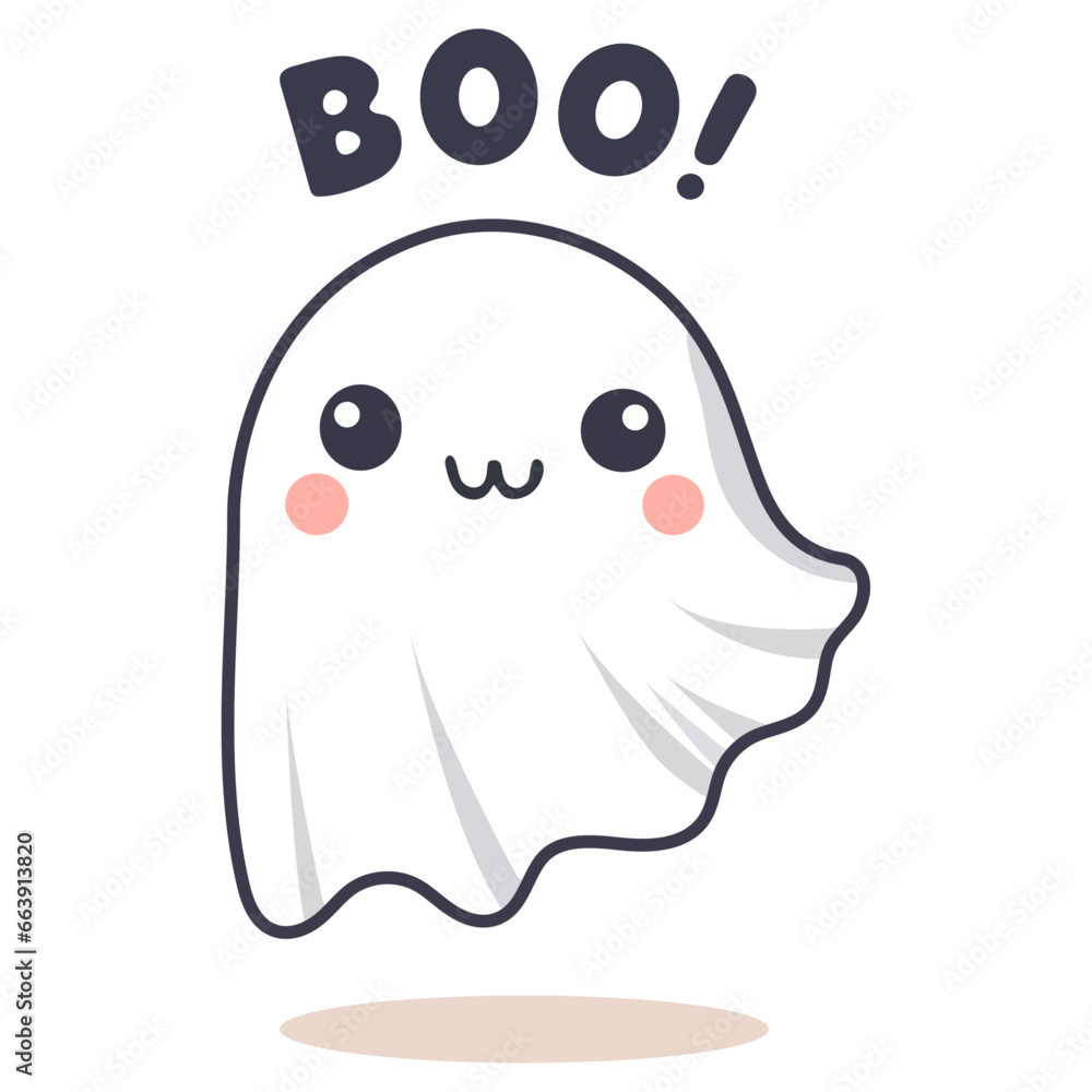 A vector illustration of a cute spooky ghost with the word A vector illustration of a cute spooky ghost with the word