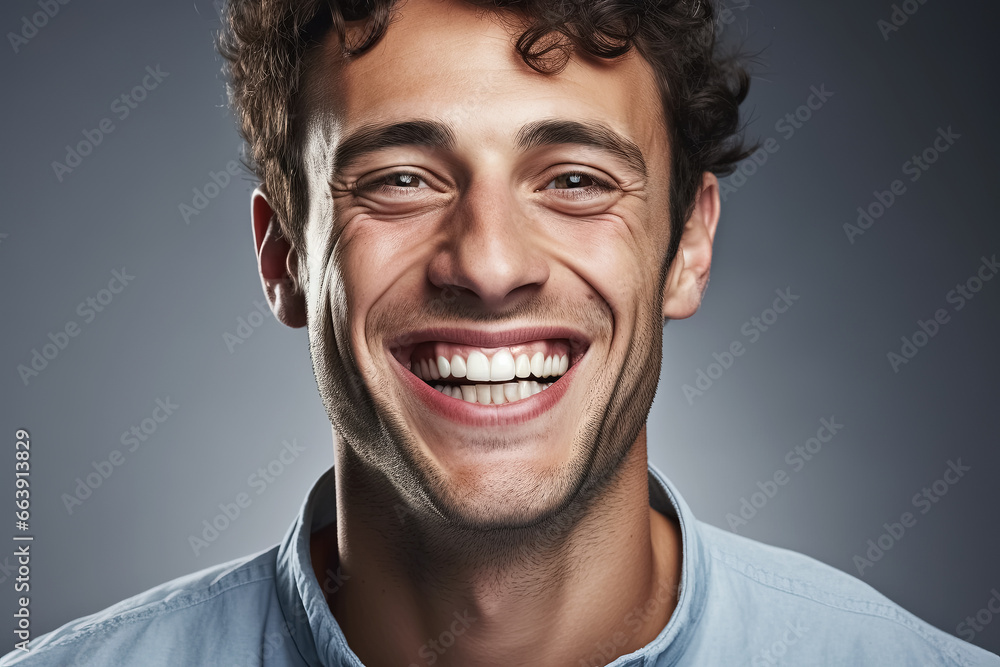 portrait of smiling handsome man. Generative Ai