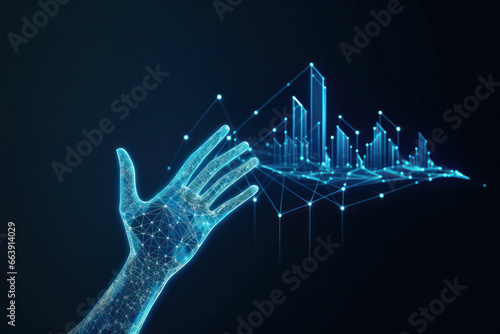 Blue Hands Interacting with Futuristic Digital Lines - Abstract Technology Concept