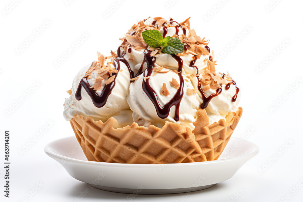 Ice Cream Waffle Cone - Delicious Summertime Treat with Copy Space Ice Cream Waffle Cone - Delicious Summertime Treat with Copy Space