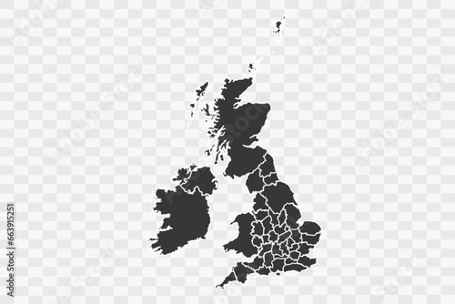 Uk Counties Map Shadow Color on White Background quality files Png